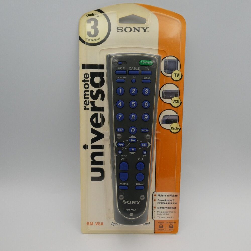 Sony RM-V8A Universal Remote Control 3 Component TV VCR Cable New Sealed 2000